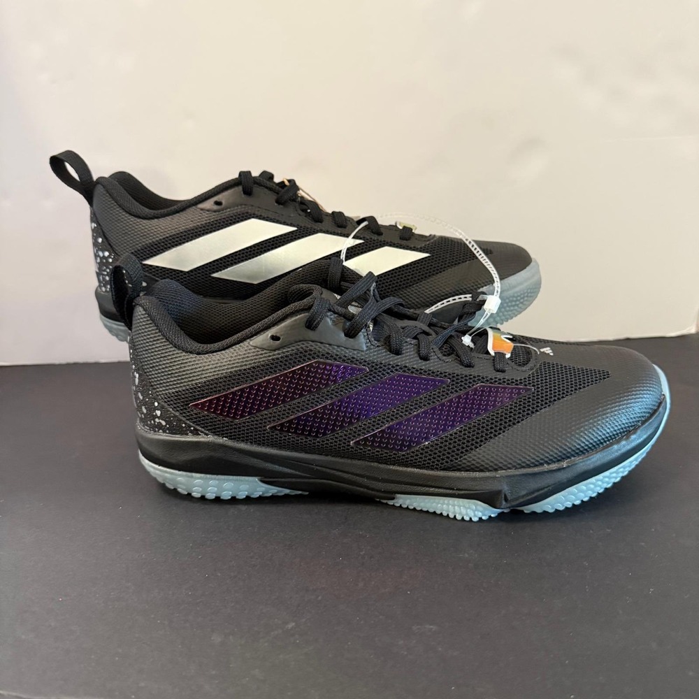 Adidas Adizero Impact 2.0 Mens Baseball Turf Shoes Black Purple JQ2092 Size 8